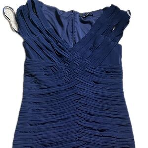 Blue Ruched Vneck Bodycon Mini Dress